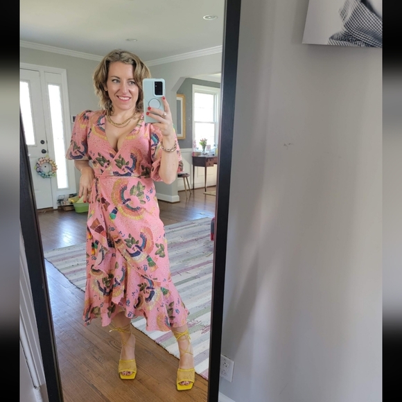 FARM Rio Pink Tropical Midi Dress Size Xs - Picture 3 of 5